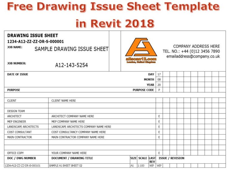 Free Drawing Issue Sheet Template in Revit 2018 – allscan12